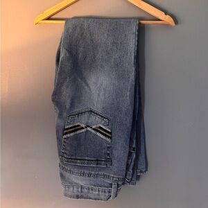 Relaxed Fit Men's Gray-Blue Jeans with Back Pocket Stitching